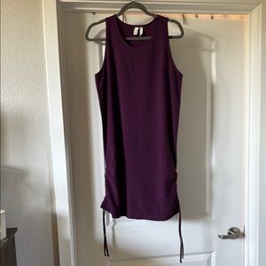 Zella Purple Ruched Side Tie Midi Dress